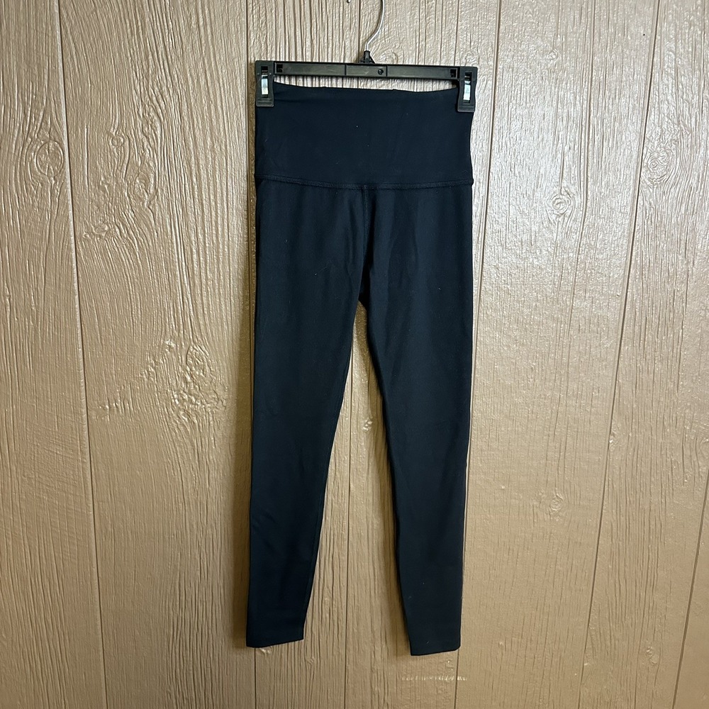 Beyond Yoga Leggings Sz S Black Ankle High Rise Lace Up Back Yoga Gym Athletic